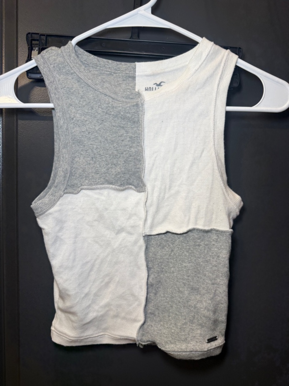 Hollister must have collection patchwork White/Gray sleeveless women’s Small